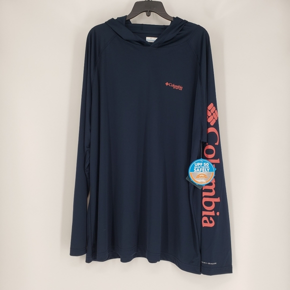NWT Columbia PFG Long Sleeve Shirt with Hood XXL 2TG - Picture 1 of 6